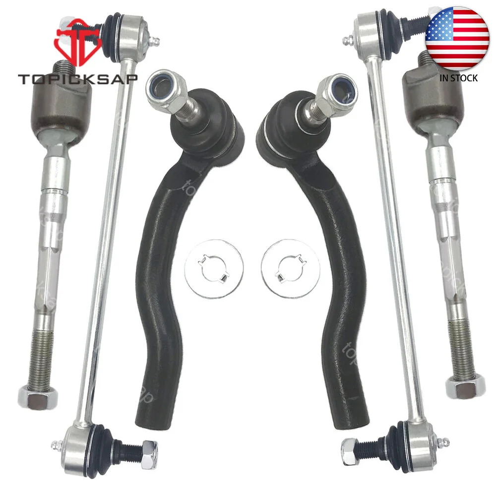 TOPICKSAP 6pc Kit Inner Outer Tie Rod Stabilizer Sway Bar End Link for ACURA MDX 2007 2008 2009 2010 2011 2012 2013