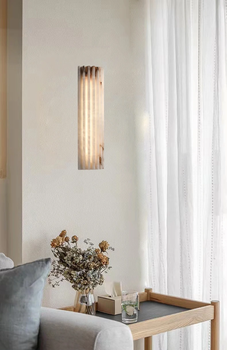 Creative Real Marble LED Wall Lamp Art Deco Room Sconce