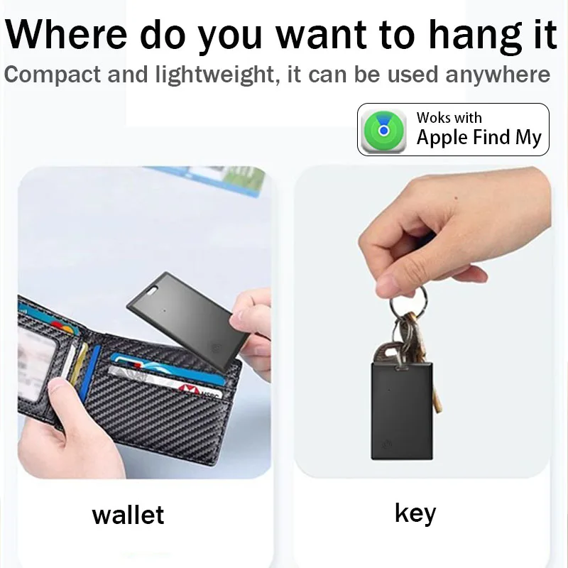 Mini Anti Loss Device Tracking Location Wallet Tracker Card Tracker Work with Apple Find My App Bluetooth Tracker Smart Tag