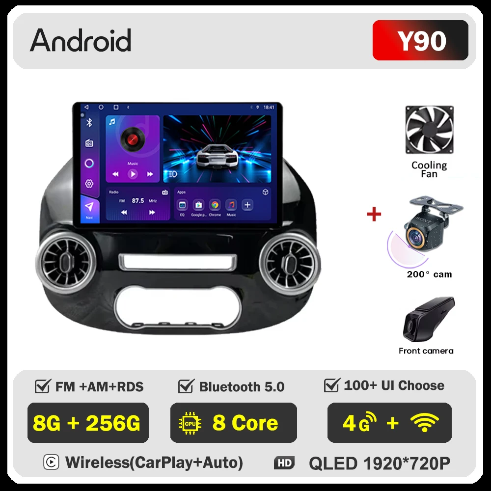 Android 12.3 Inch Voor Mercedes Vito W447 2014-2022 Autoradio Multimedia Video Player GPS Radio 5G CarPlay navigatie WIFI GPS BT