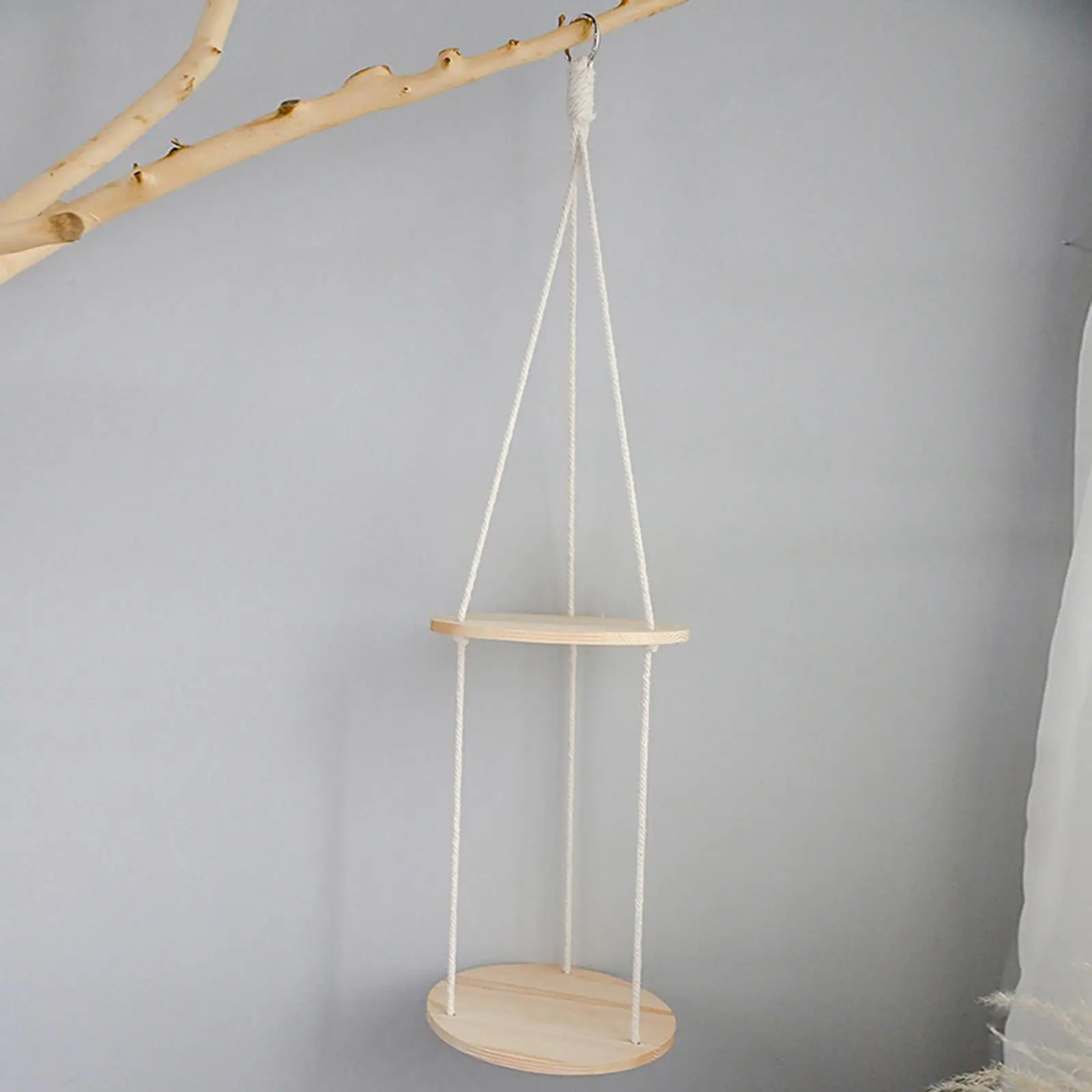 Hanging Planter Rack Wood Modern Ceiling Shelf for Indoor Plants Decorative Flower Pot Holder for Living Room Balcony Patio