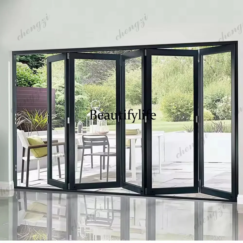 Y136 Z183 Customization Custom Veranda Exterior Accordion Bifold Door Glass Sliding Patio Bi-Folding Bifold Aluminum Bi Folding