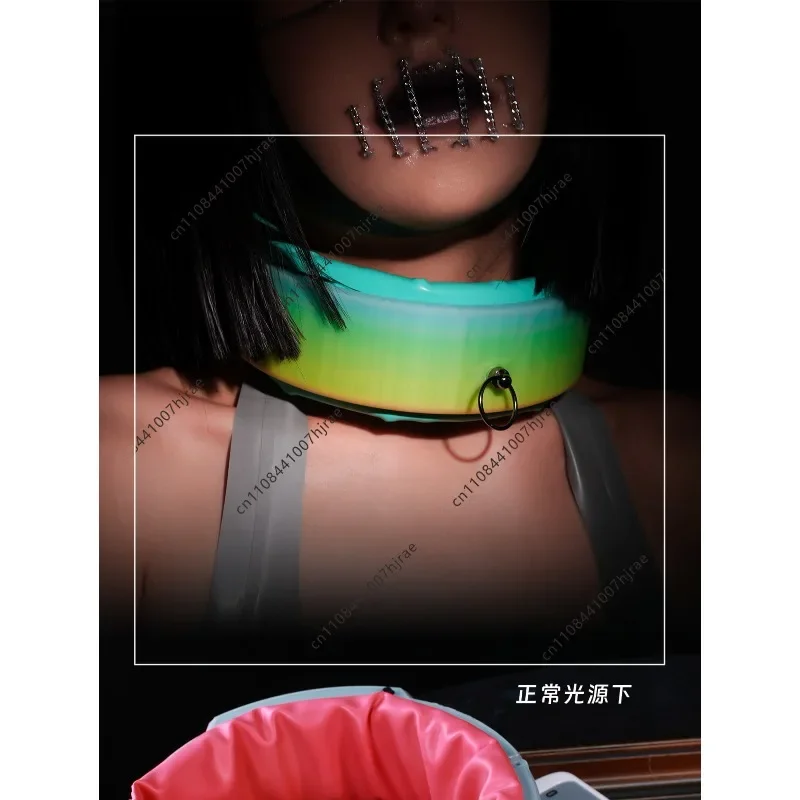 Remote Control Compression Latex Inflatable Electric Collar Type C Charging LED Fluorescent Color Changing