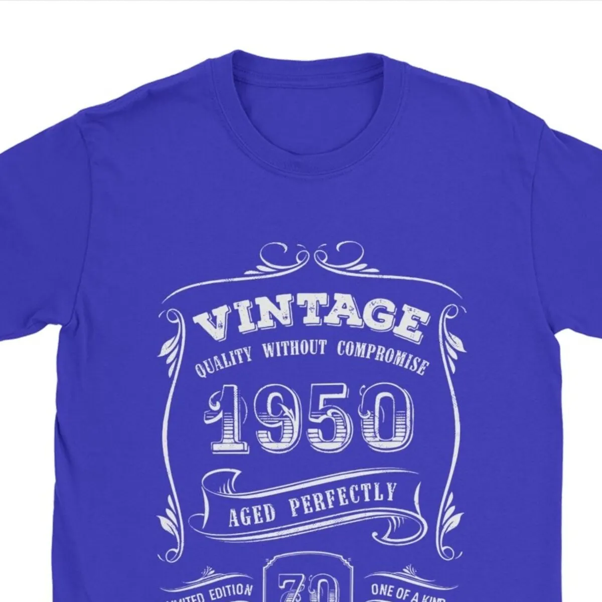 Gold Vintage 1950 Aged Perfectly Tee Shirts Men 70th Birthday Gift Casual Pure Cotton Tees O Neck 70 Yeas Old Tshirts Clothing