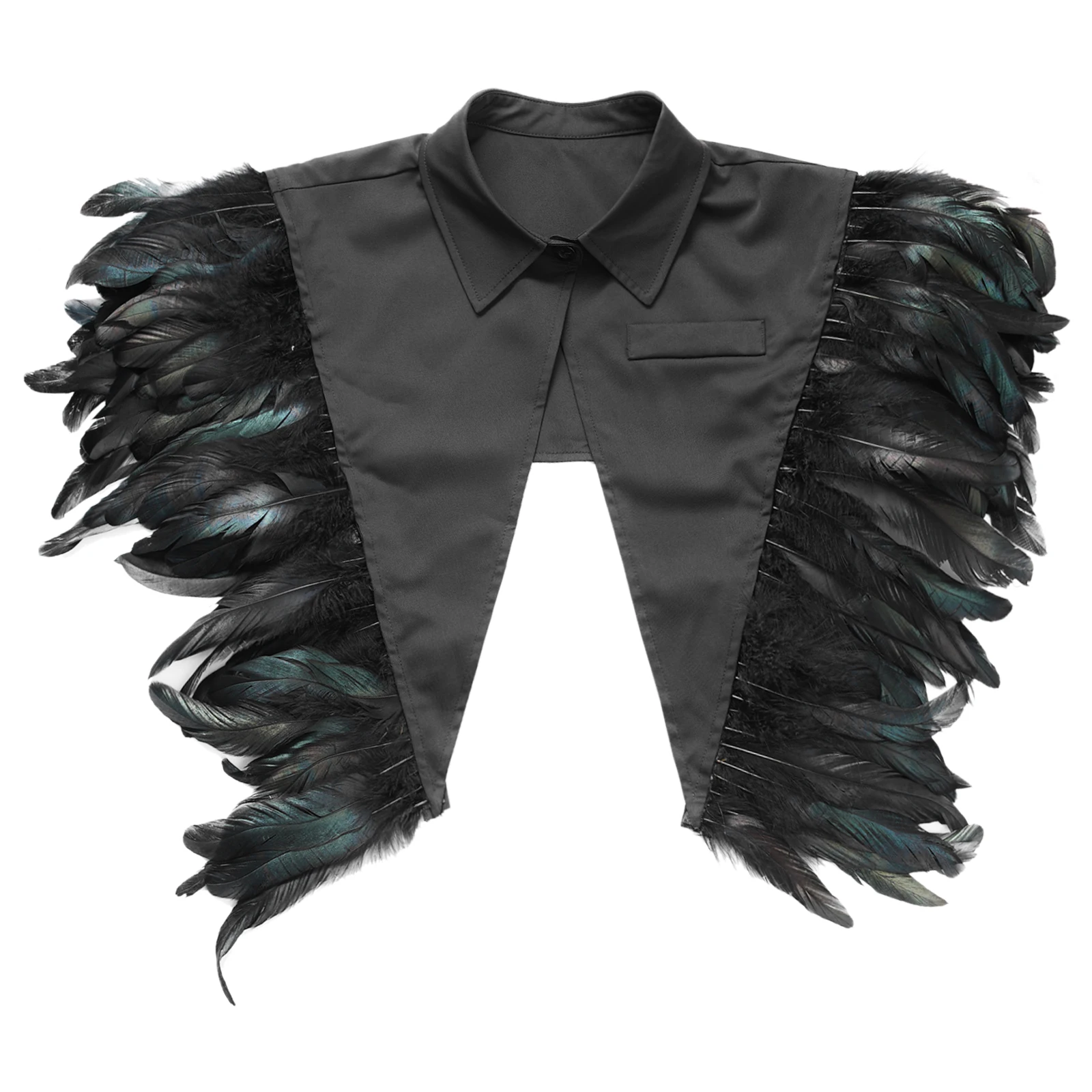 

Gothic Feather Leather Fake Collar Women Men Turndown Collar False Collar Shawl Stage Show Party Halloween Costume Accessories