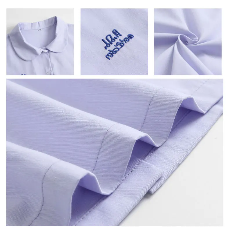 Thailand JK Uniform Set for Middle High School Student Girl Purple Shirt Clothes Thai College Preppy Style Pleated Skirt