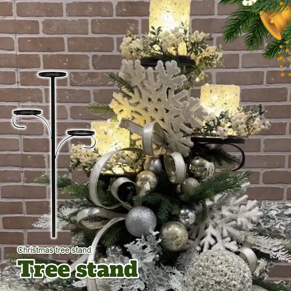 Black Iron Triple Tree Ter Candle Holder Sturdy Structure Strong Stability Made Of Iron Materials Metal