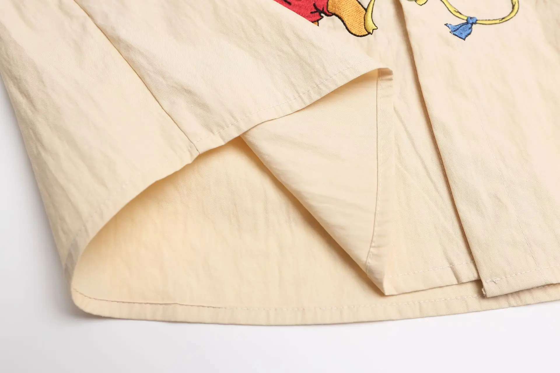 American Street Style Cartoon Bear Embroidered Long Sleeve Shirt for Men and Women Loose Casual Couple Shirt Jacket for Autumn