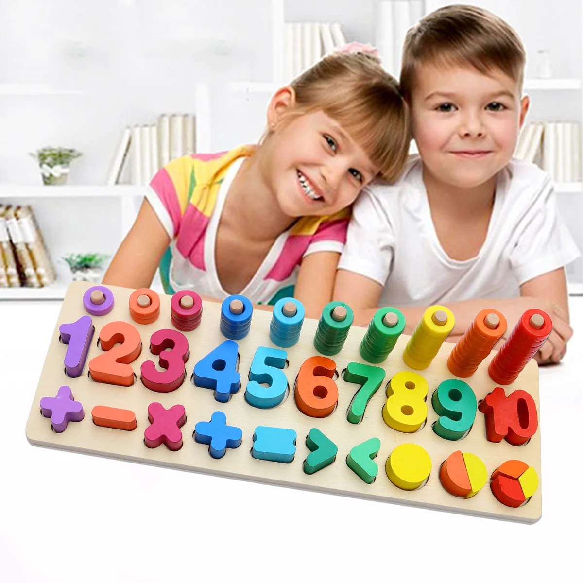 

Digital Log Board Shape Wooden Puzzles Toddler Kids Number Triple for Bamboo Child