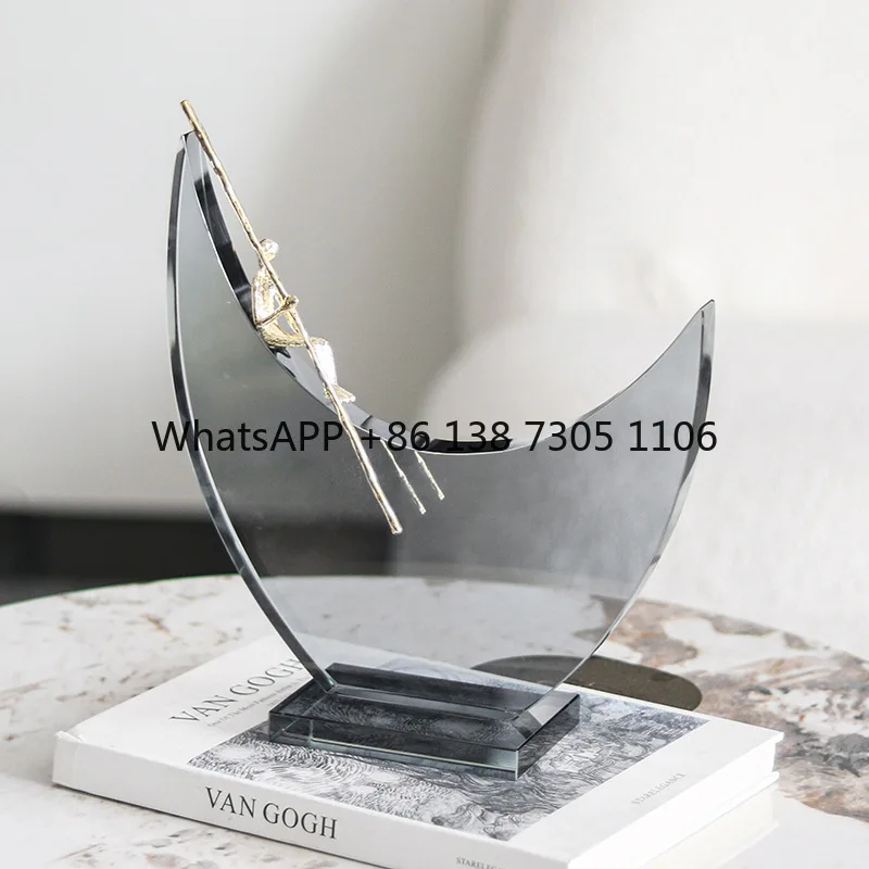 

Скандинавский креативный кристалл, геометрическая фигура полуполумесяца, скульптура, украшение для гостиной, входа, отеля, свет, роскошное украшение