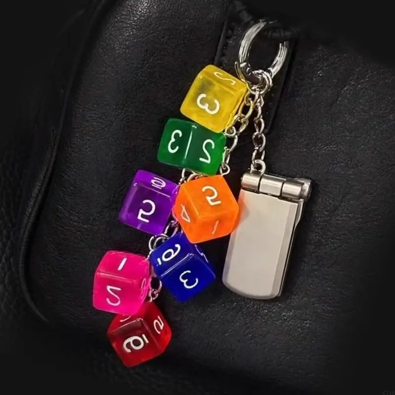 Miniature Phone Charm Keychain Handmade Bag Pendant Dices String Bowknot Beaded Keyring Fashion Backpack Accessory