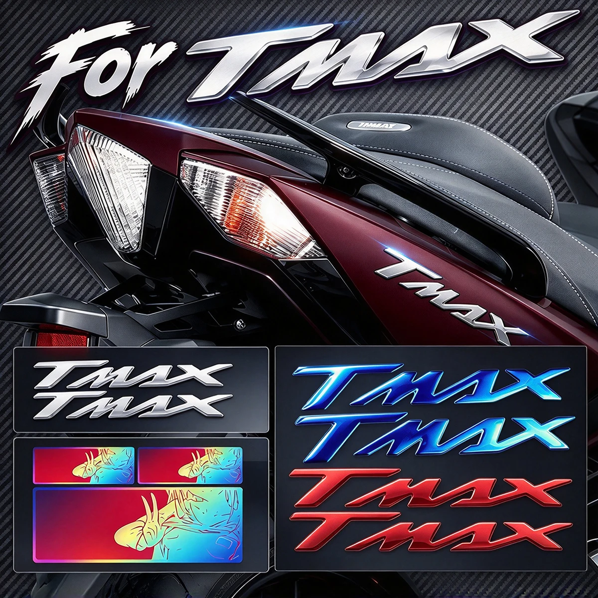 Motorcycle Stickers 3D Waterproof Modification Glossy Reflective Decorative Film for TMAX 500 530 560 Soft Adhesive Body Parts