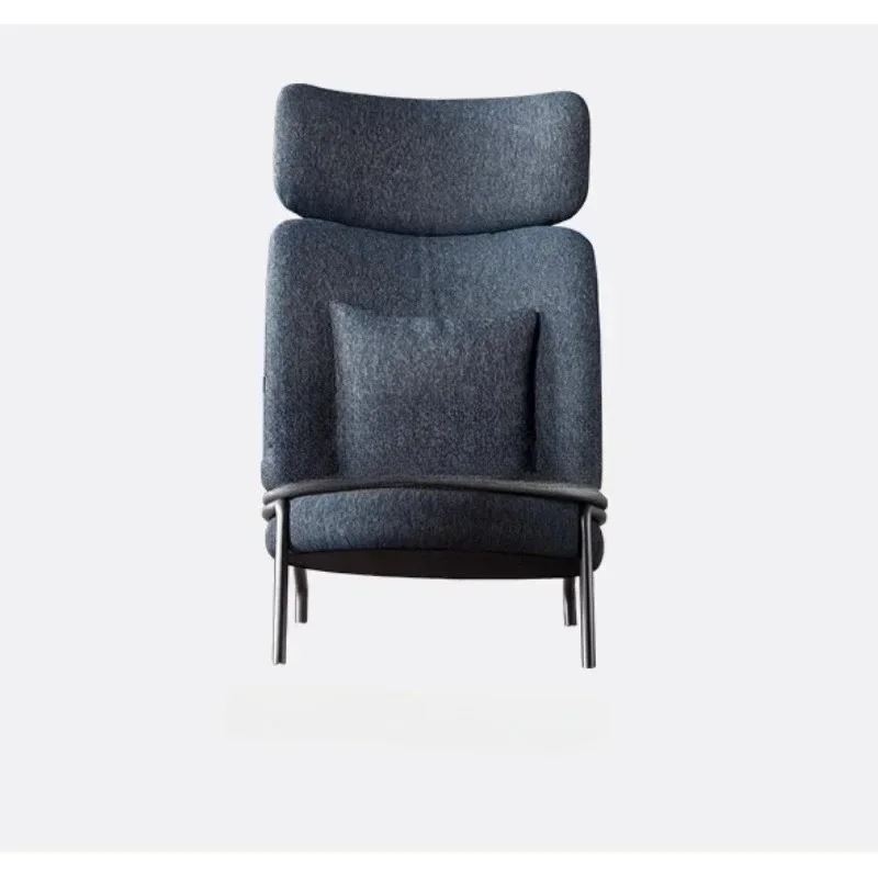 

Italian minimalist leather cloth living room single casual sofa chair, modern simple boss chair