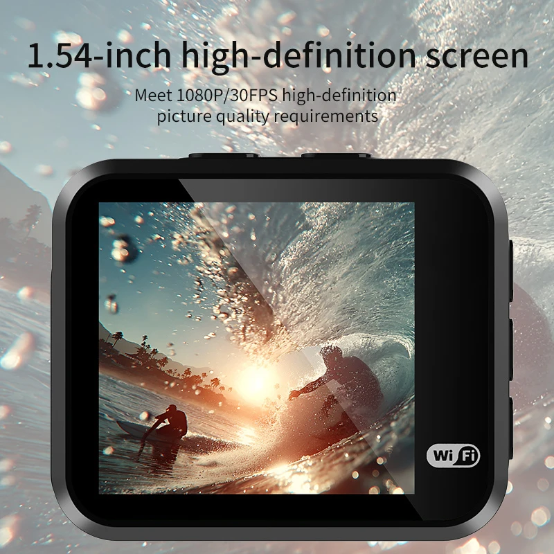 Mini Action Camera 1080P HD 16MP Long Recording Time WiFi 1.54 inch IPS Display 145° Wide Angle IP67 Waterproof Sports DV Cam