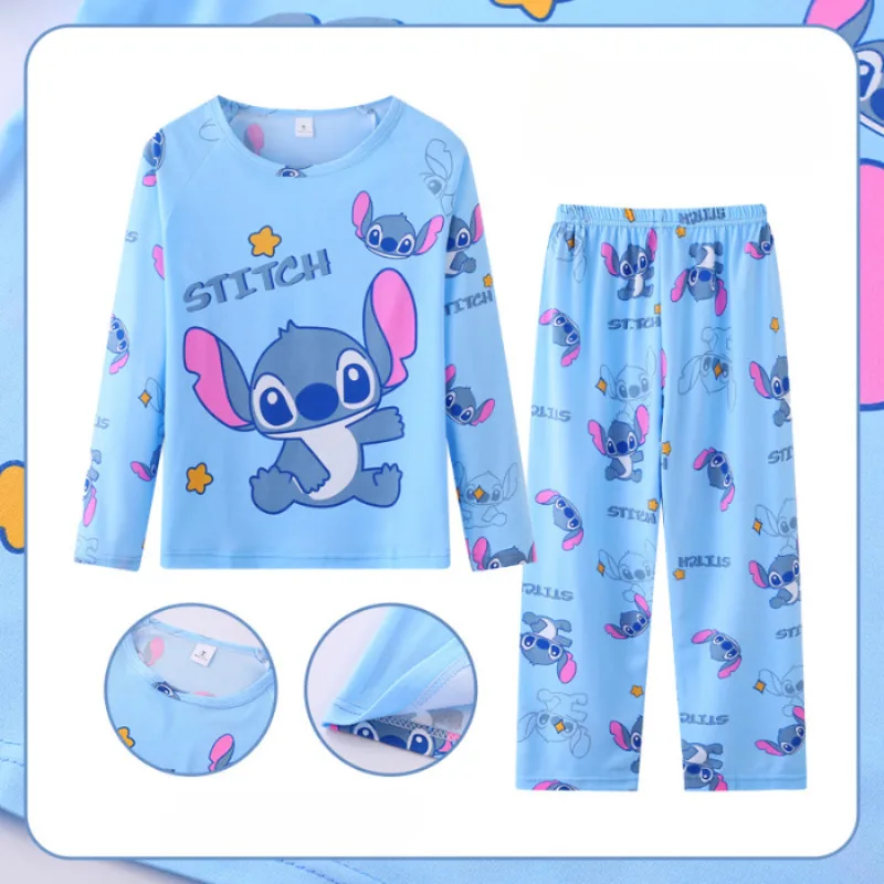 Kinder-Pyjama mit Stich für Jungen und Mädchen, Heimkleidung, lässige Kinder-Nachtwäsche, langärmelige Pyjama-Hose, Anzug, Weihnachtsgeschenke