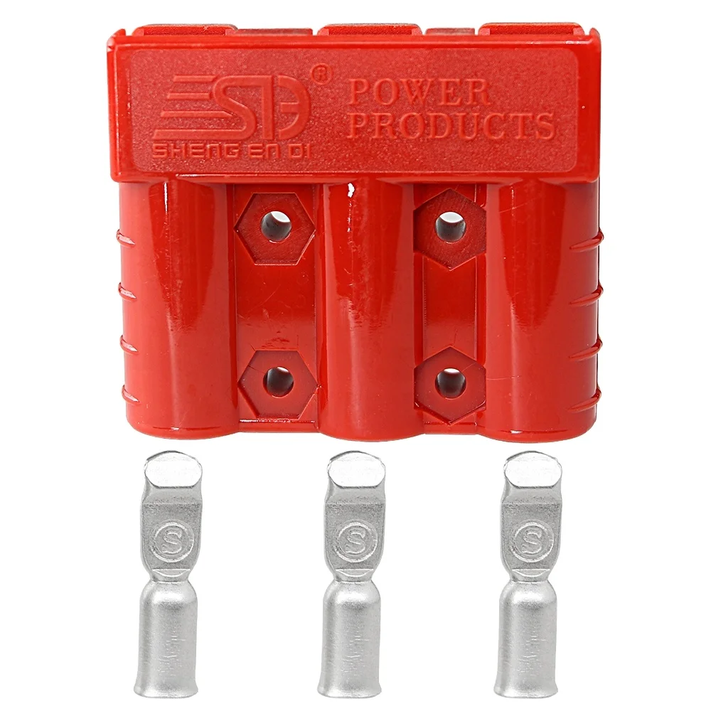 SED 50A 600V Red Three Pin Connector Copper Contacts ABS Housing for KICKASS DCDC MPPT Solar Battery Charger 12V 3 Pin Connector