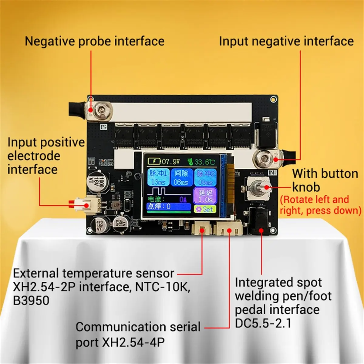 

-XW2 Portable Spot Welder DIY Accessories LCD Digital Power Adjustable Spot Welding Pen Dual Pulse Upgrade 3000A