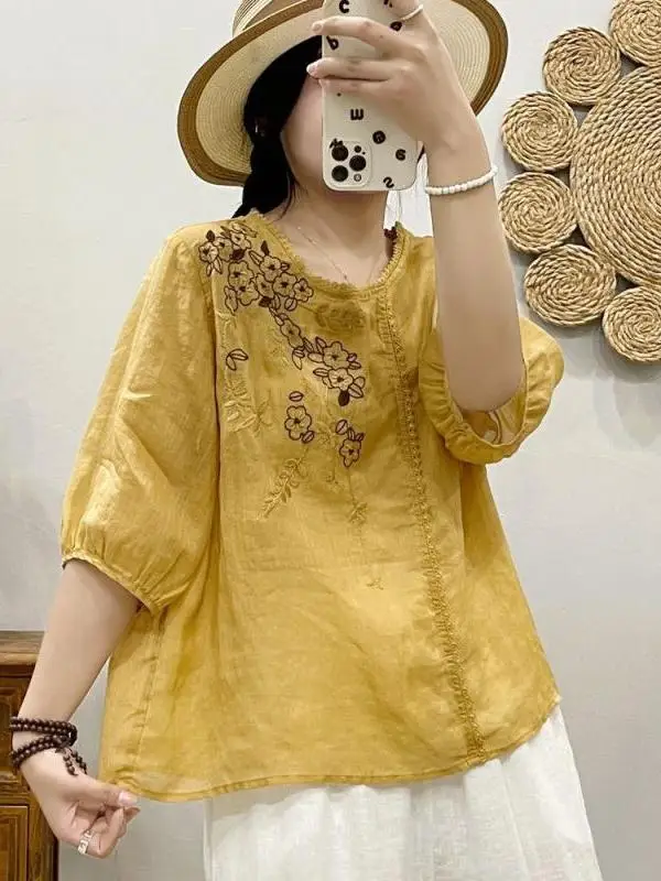 nova-blusa-feminina-artistica-de-algodao-e-linho-fino-com-renda-bordada-modelo-solto-com-bolso-e-lenco-verao-2026