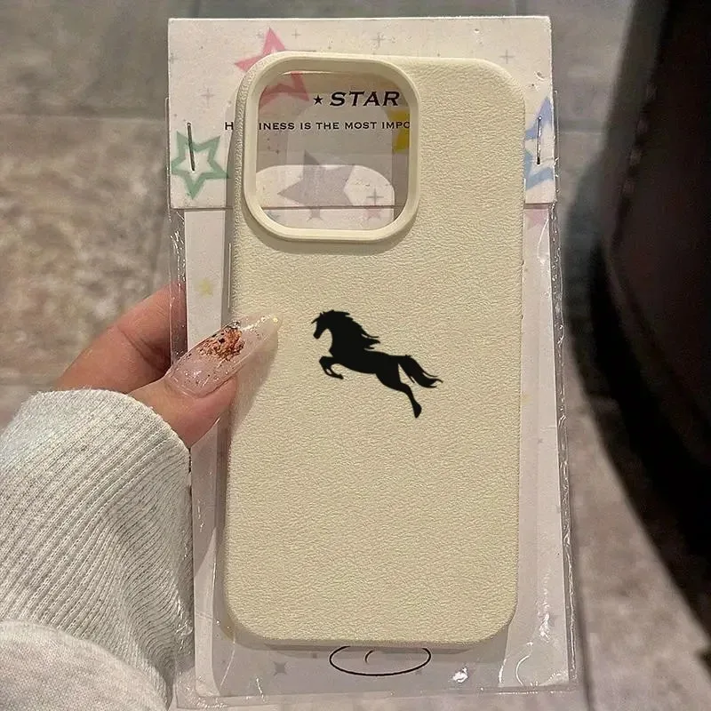 Jumping Horse Trend-funda de teléfono con patrón de lichi para iPhone 17 Pro Max 11 12 13 14 15 16 17 Air 15 14 Plus, funda suave para teléfono