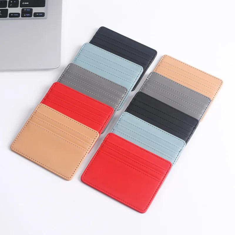 2024 Ladies Card Holders Female Square Pure Color  Woman Purses 4 Slots PU ID Card Wallets Men' Casual Mini Credit Card Bags