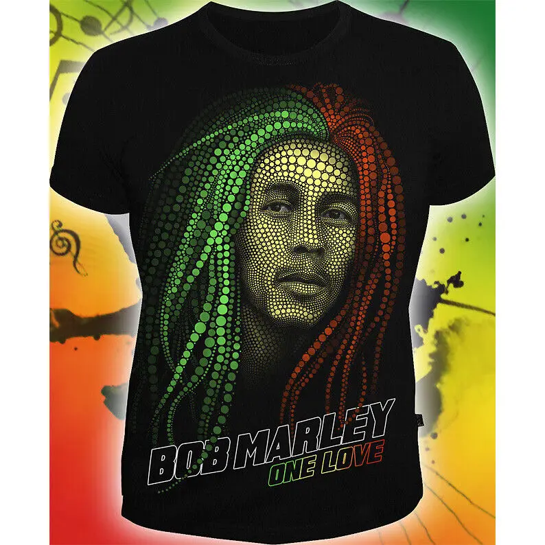 Men'S Bob Marley Under Uv Black Light Glows Neon T Shirt