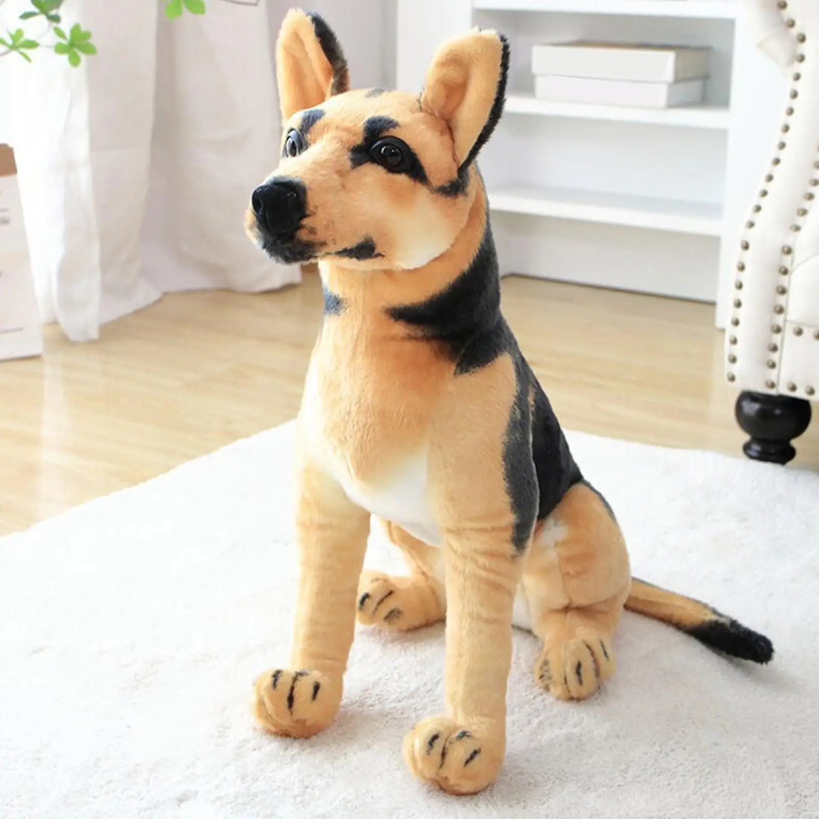 

Stuffed Dog Plush Toy Realistic Soft Sitting Craft Pillow Stuffed Animal Doll Kids Family Birthday Christmas Gift Home Decor