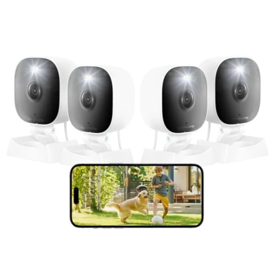 

Home security 2K cameras for indoor/outdoor baby, elder, pet monitoring; wired plug-and-play with color night vision, 2-way aud