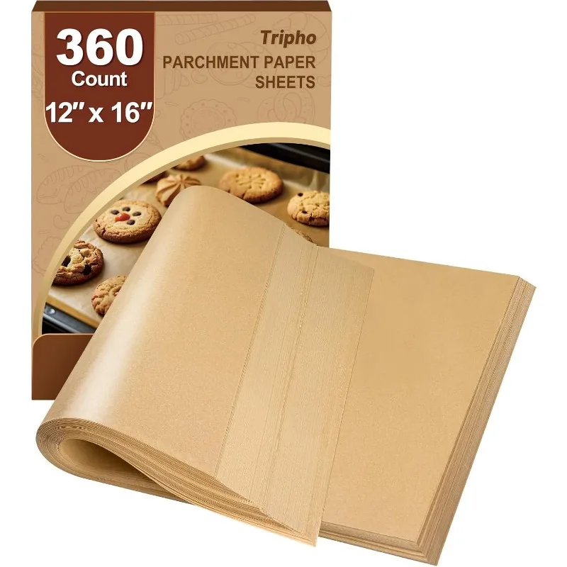 

360 Count 12"x 16" Heavy Duty Parchment Paper Baking Sheets, No-Stick & No-Leak Unbleached Baking Paper, Pre-cut Half Parchment