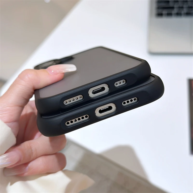 حافظة شفافة غير لامعة مقاومة للصدمات لهاتف آيفون 16 E 15 14 13 12 11 Pro Max Plus غطاء خلفي صلب من البولي كربونات