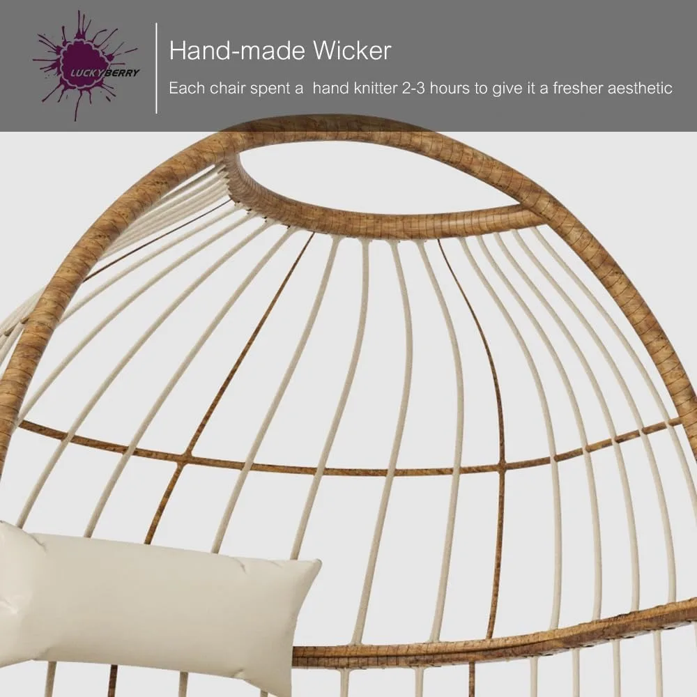 Wicker Egg Chair Rattan Chair Brown, Outdoor Patio Porch Lounge…