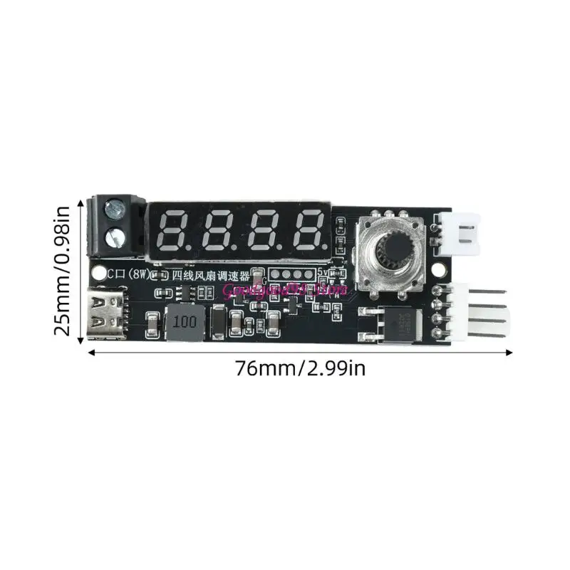 4 Pin Fan Controller Module, Digital Display, Knob Control, 5V Port and 12V Wire Input for PC Cooling, Cabinet Heat Control, and