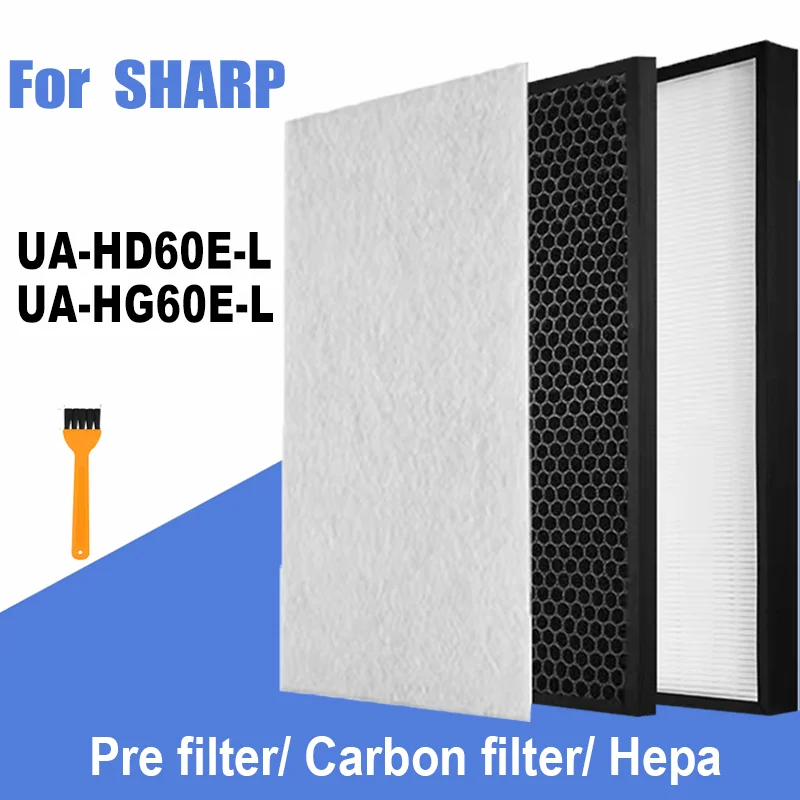 for Sharp Air Purifier UA-HD60E-L UA-HG60E-L True HEPA Filter UZ-HD6HF Activated Carbon Deodorizing Filter UZ-HD6DF