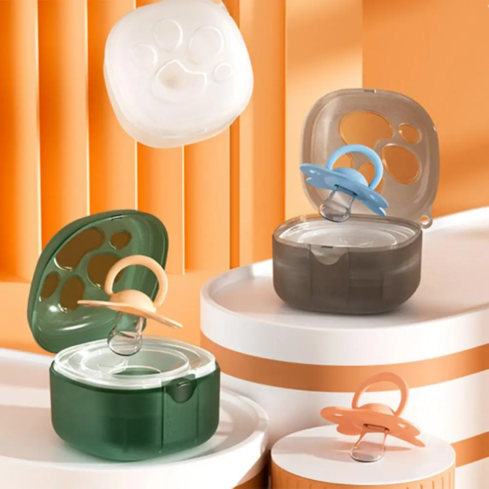 

Pacifier Storage Case Pacifier Case Portable Baby Pacifier Storage Box with Dustproof Lid Hanging Hole Frosted for Newborn