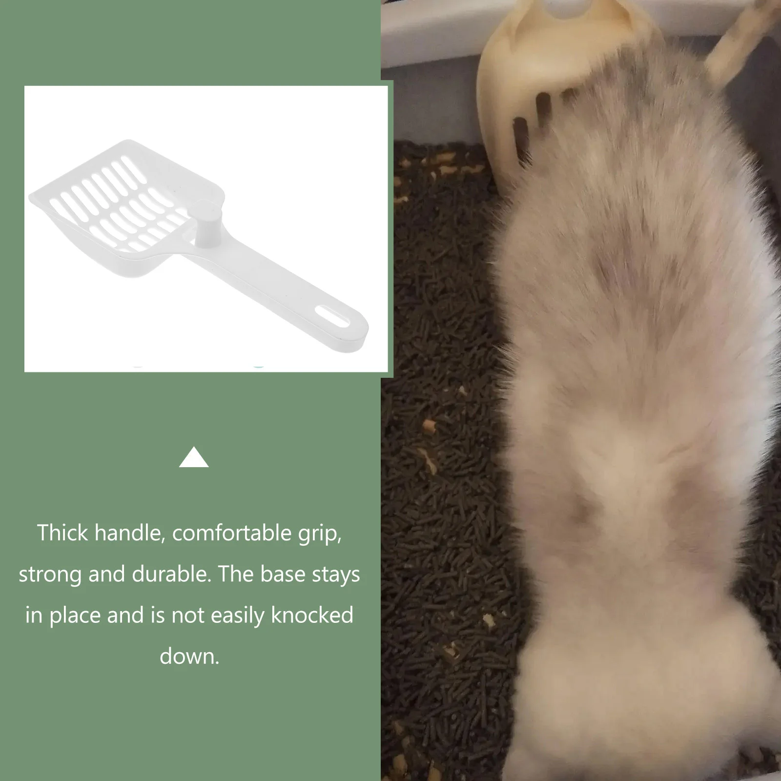 

Pet Litter Scooper Cat Litter Shovel White DIY String Hole Comfortable Hold Corrosion Resistant High Temp Easy Clean
