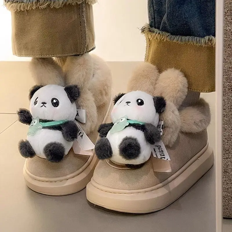 

Lovely Panda Cotton Slippers 2025 Autumn Winter Women Sweet Soft Indoor Plush Warm Slippers Girls Plush Warm Home Shoes 36-41