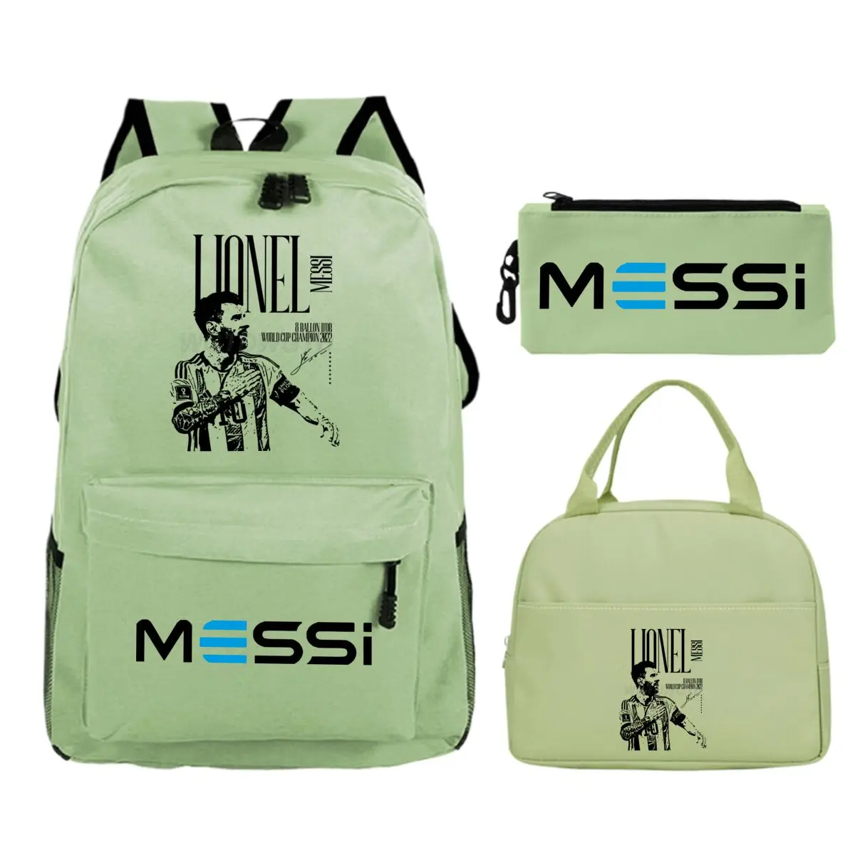 3Pcs/set Football Star Trend Backpack For Girl Boy Student Teenager Children Rucksack Kids Birthday Gift Women Casual School Bag