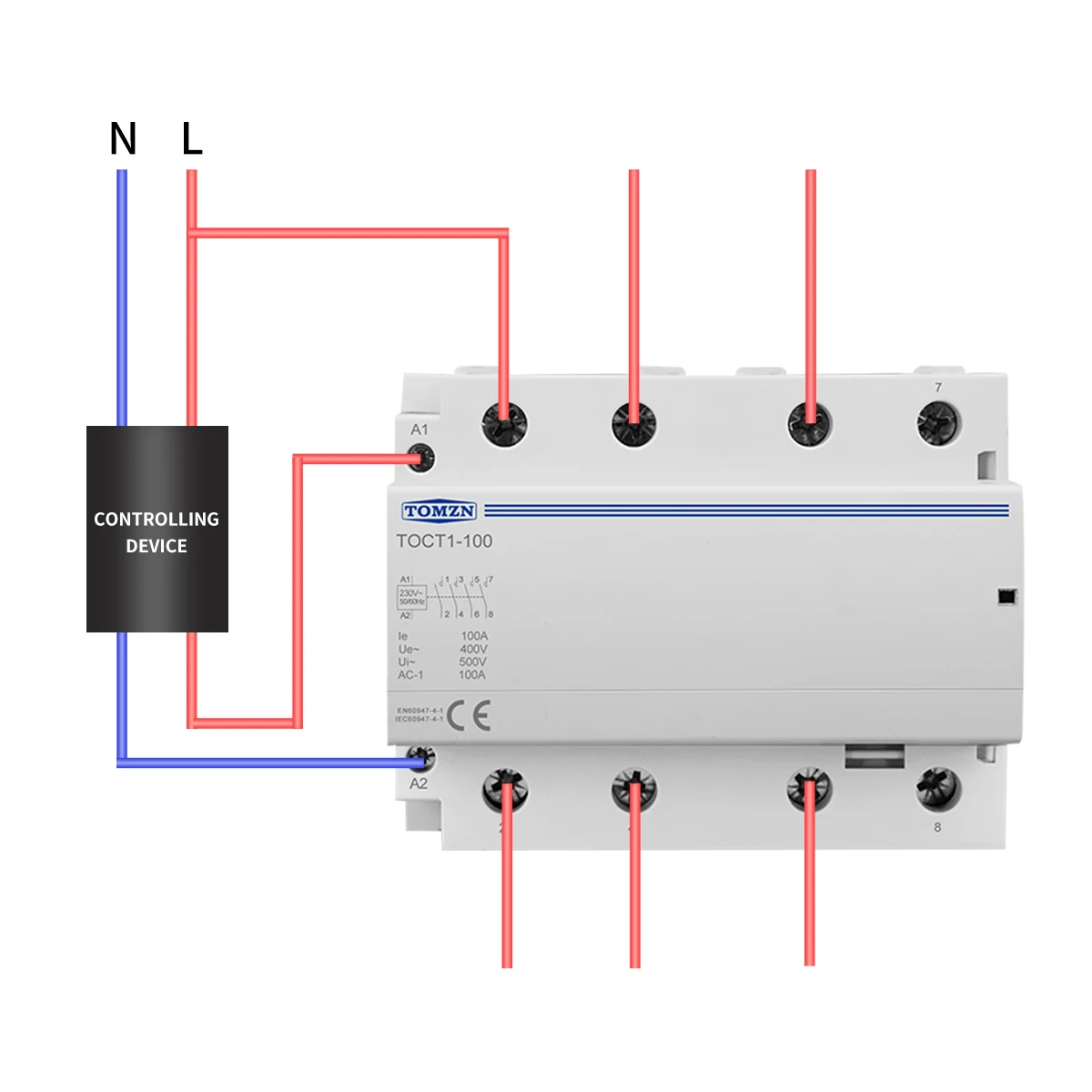 TOCT1-100 4P 100A 4NO 400V 50/60HZ Din السكك الحديدية المنزلية التيار المتناوب وحدات قواطع 4NO أو 2NO 2NC 230V كولي #6