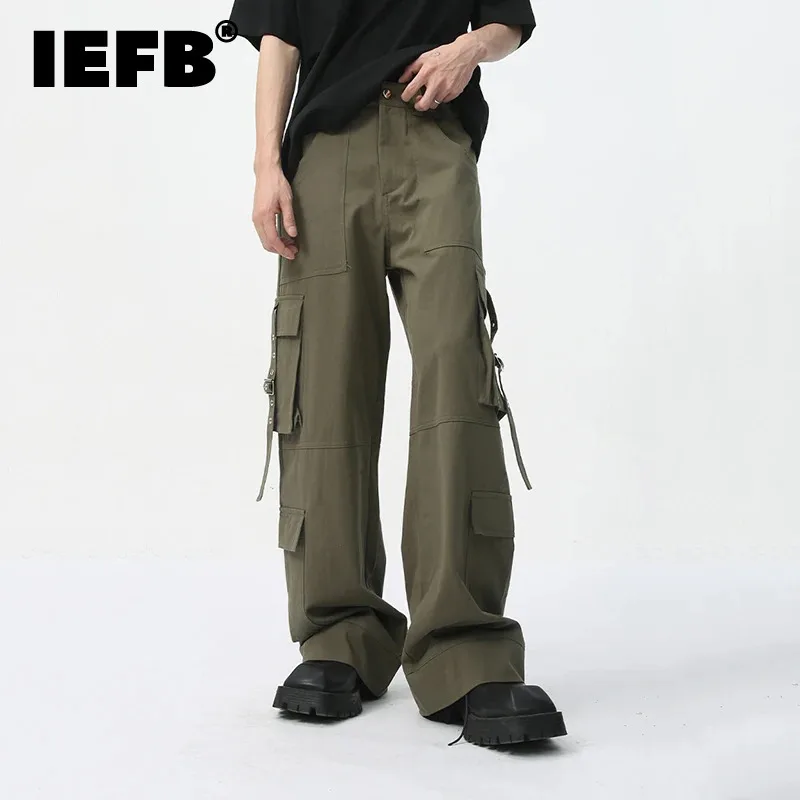 

IEFB Men's Cargo Pants Long 2024 Summer New Mid-rise Multi-pocket Design Fashion Loose Casual Male Overalls High Street 9C5680