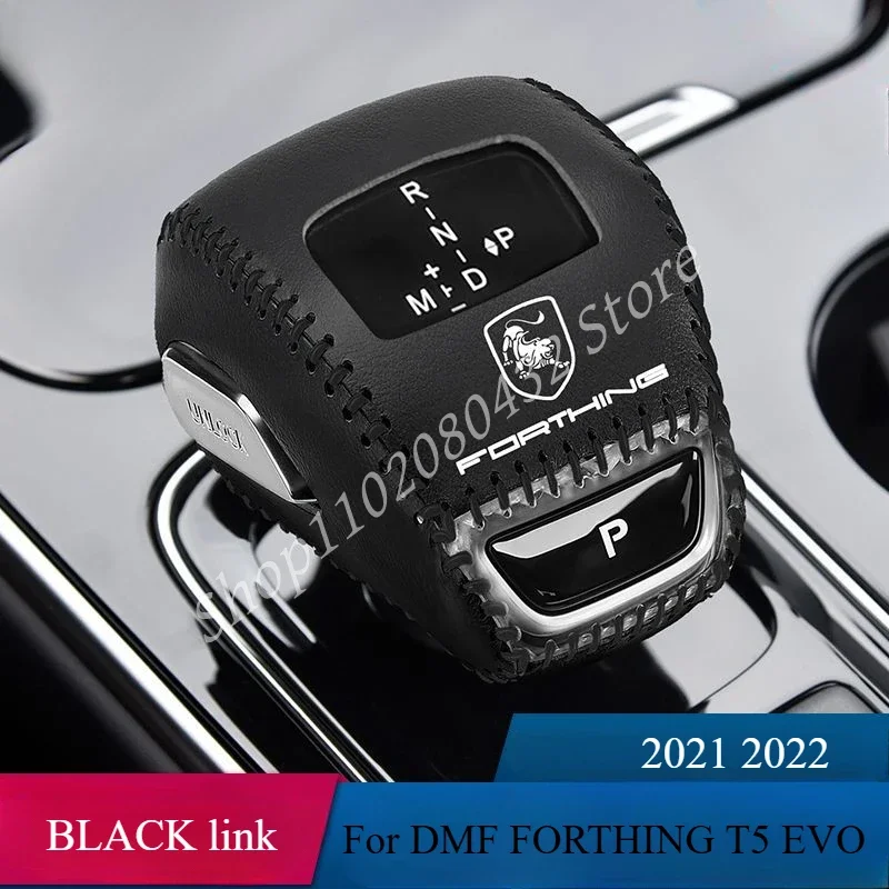 For DMF FORTHING T5 EVO 2021 2022 Leather Car gear shift lever knob handle Cover Trim Sticker Accessories Decoration