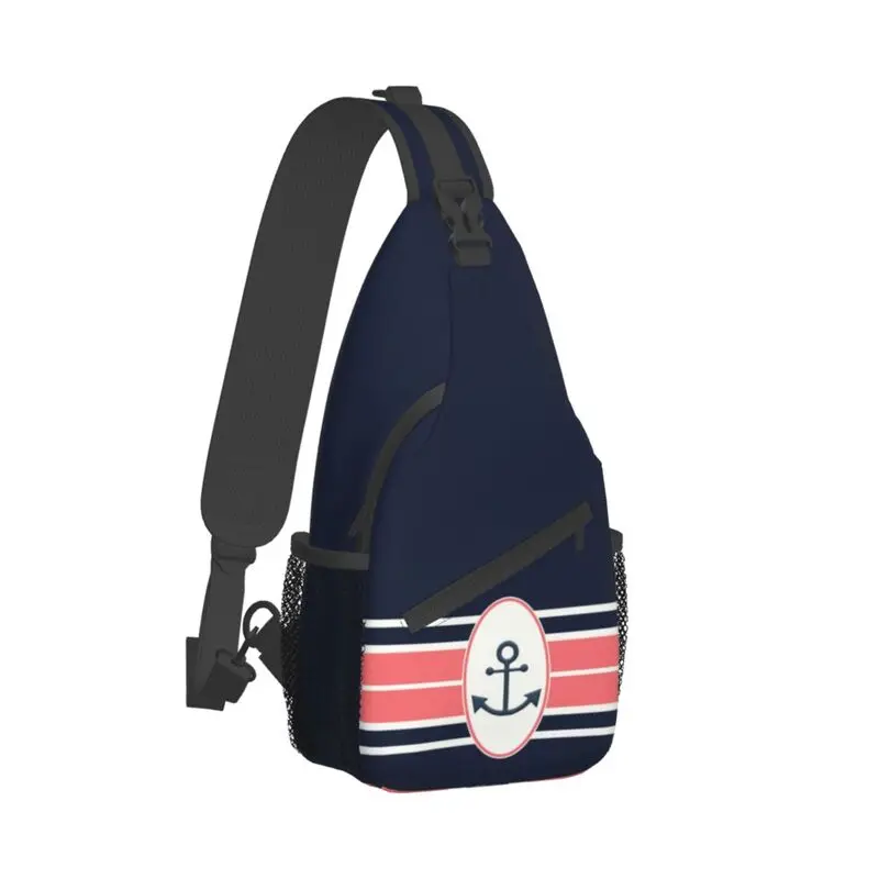 Mochila de hombro con diseño de ancla Marina Náutica para hombre, bolso cruzado en el pecho, informal, de marinero, para senderismo