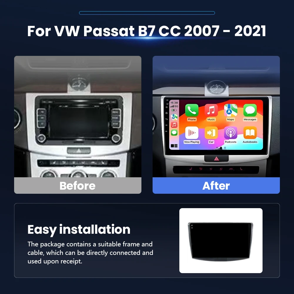 Android 16 Car Radio GPS Carplay Auto For Volkswagen VW Passat B6 B7 B8 CC 2007 2008 - 2021 Navigation Player WIFI Video Stereo