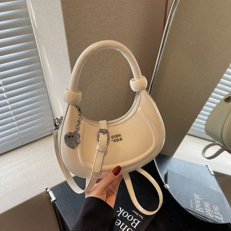 

Solid Color Commuter Diaper Bag For Women Simple Classic Handbag Top Layer Leather Crossbody Shoulder Purse Large Capacity