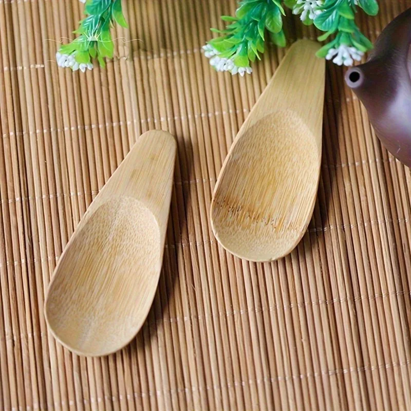 1pc, Mini Spoon, Creative Small Bamboo Spoon, Tea Spoon, Tea Shovel, Short Handle Tea Spoon, Tea Ceremony Dessert Spoon