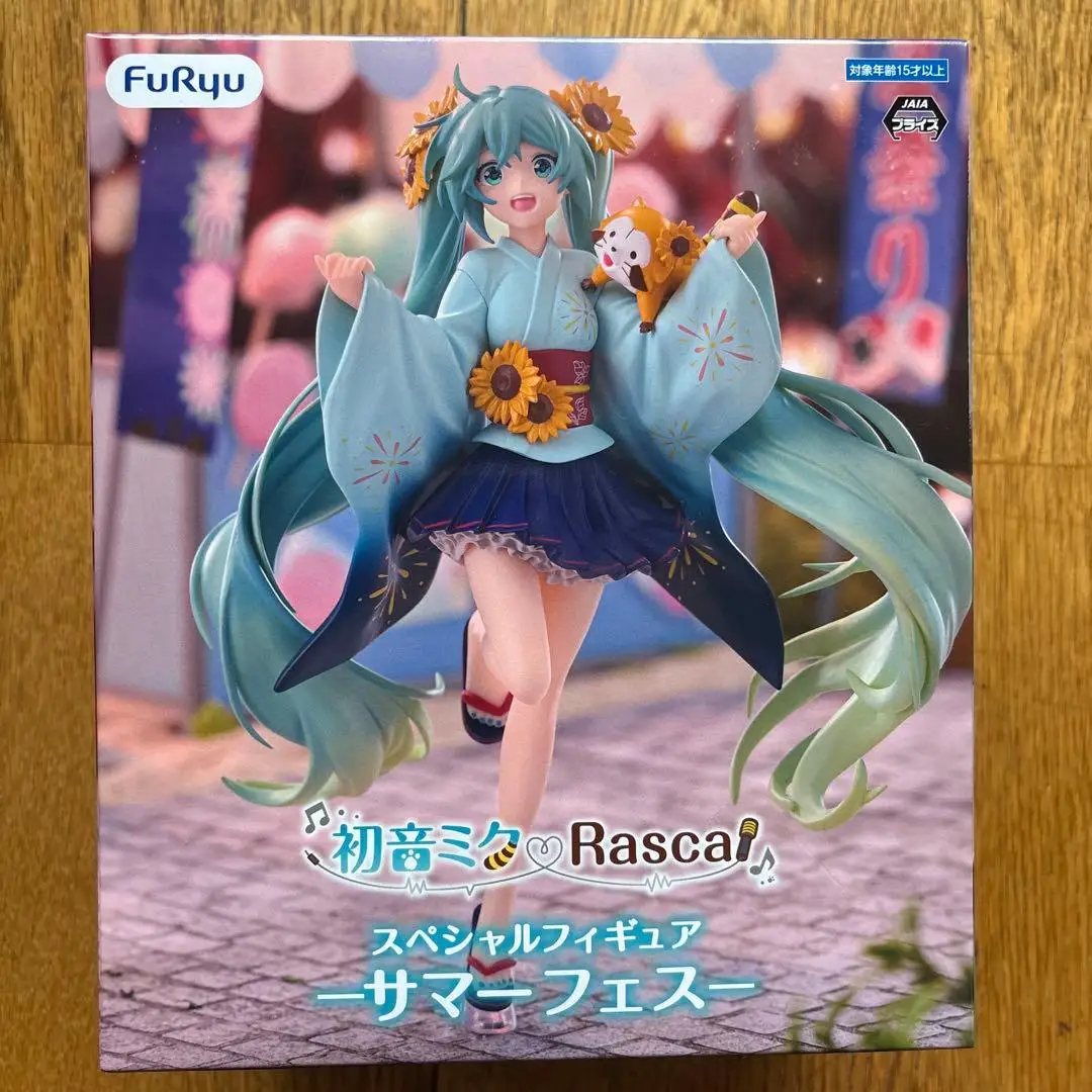 Original FuRyu Hatsune Miku Anime Rascal the Raccoon Summer Festival Action Figures Collection Figurine Model Toys