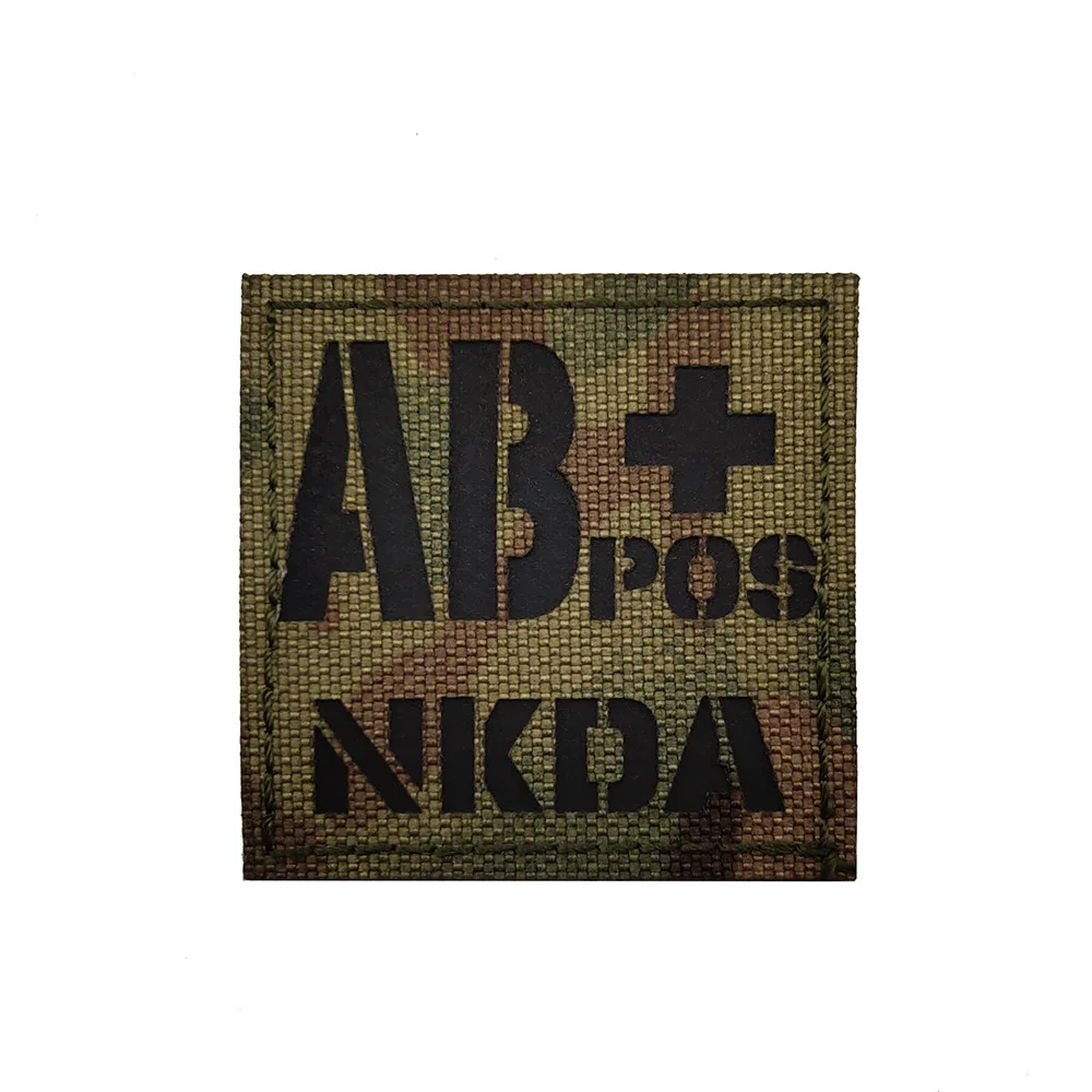1PC Reflective IR Camouflage Blood Type NKDA Night Recognition Badge Hook and Loop  Bagde Patch for Clothing