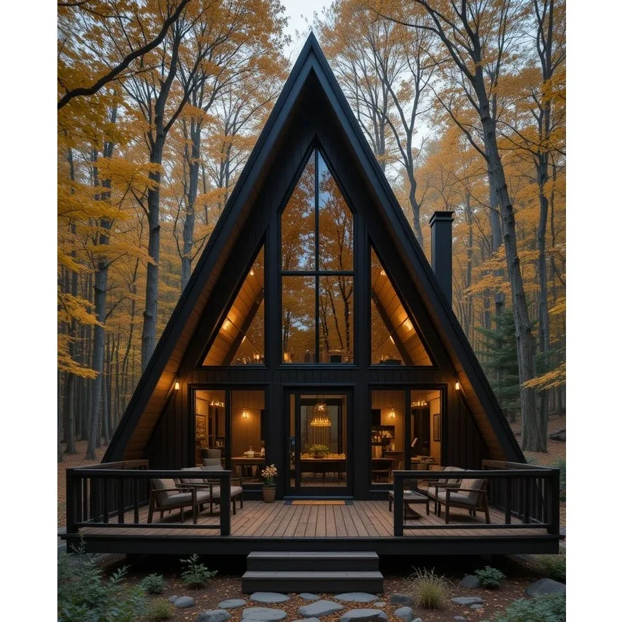 2 Floor Kit Furnished Tiny Cabin Modular Prefab Construction a Frame House Triangle House
