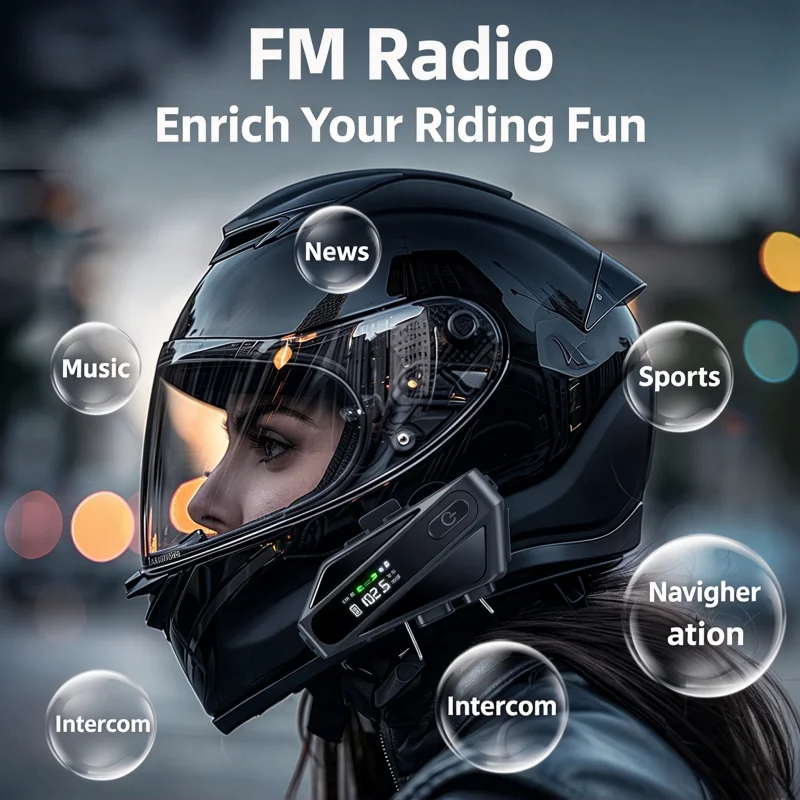 C6 Motorcycle Helmet Bluetooth Headset Multi-rider Group Intercom Waterproof Wind Noise Reduction Moto Riding Wireless Earphone