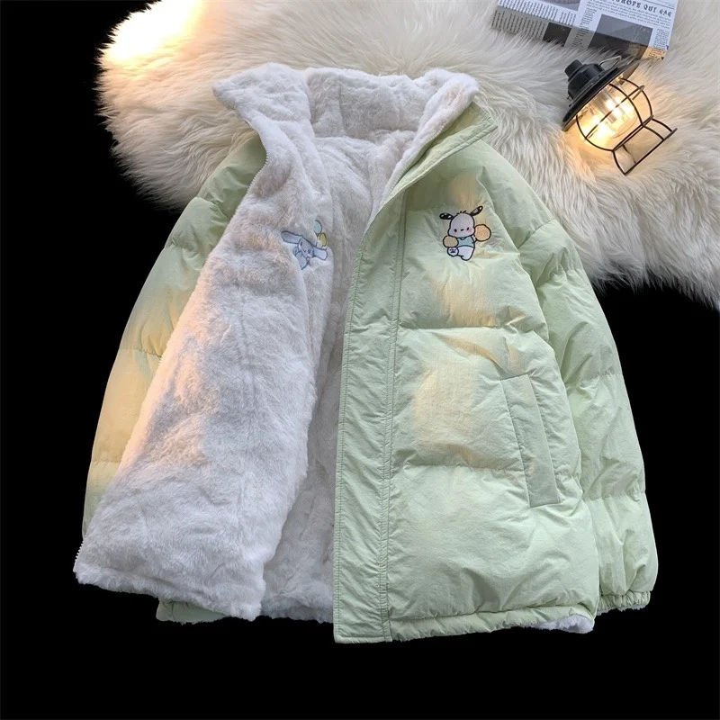 

Двусторонняя куртка из овечьей шерсти для мужчин, зимняя утепленная теплая хлопковая пуховая куртка, модный повседневный стиль для пар, на молнии