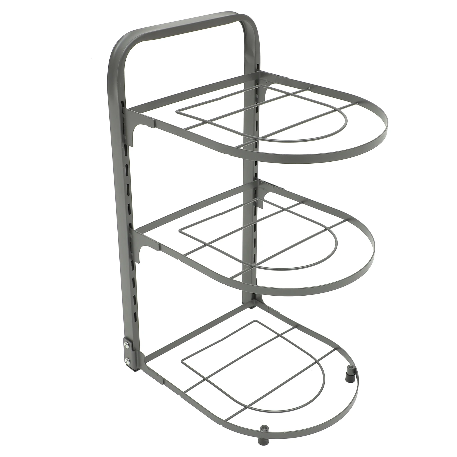 

Foldable 3 Kitchen Shelf Grey Round Multi-Layer Pan Organizer Large Capacity Pan Organizer Rack Cabinet Under Sink Storage Tool