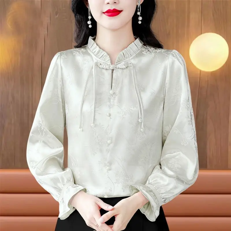 Fashionable New Chinese Style Light Luxury Long Sleeved Top Women\'s Temperament Base Small Shirt